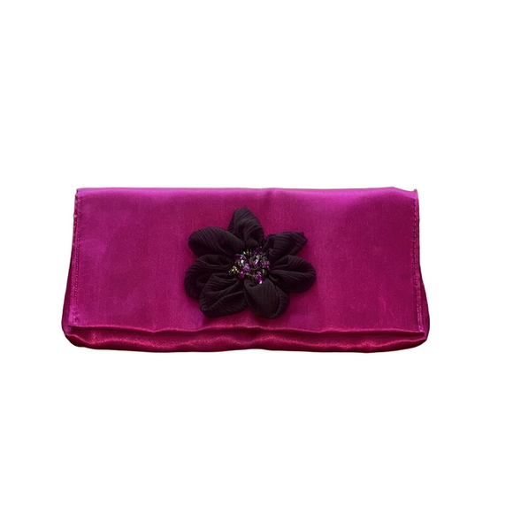 Pink Clutch with Floral Accent - Picture 1 of 7